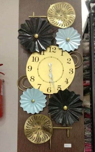 Multicolor Handicraft Clock With Flowers For Wall Decoration