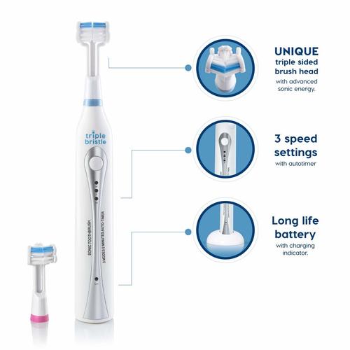 Triple Bristle Best Sonic Electric Toothbrush Easy To Use