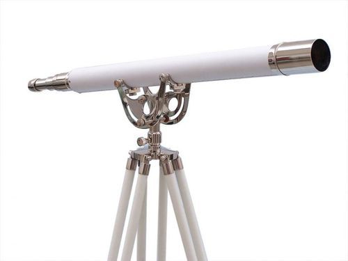 Chrome Finish with White Leather Brass Telescope