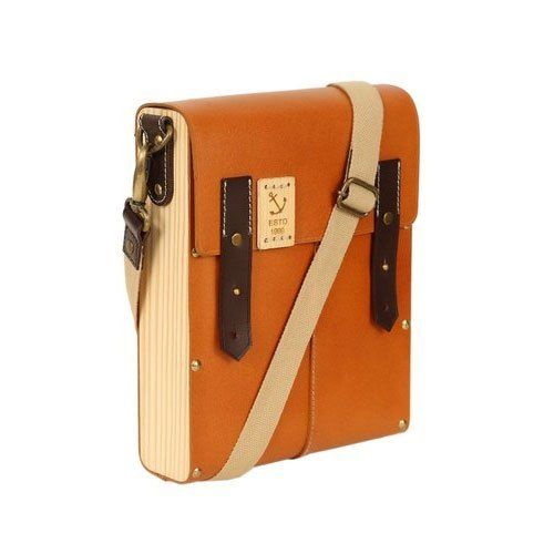 Tan Color Leather Messenger Bag Gender: Unisex