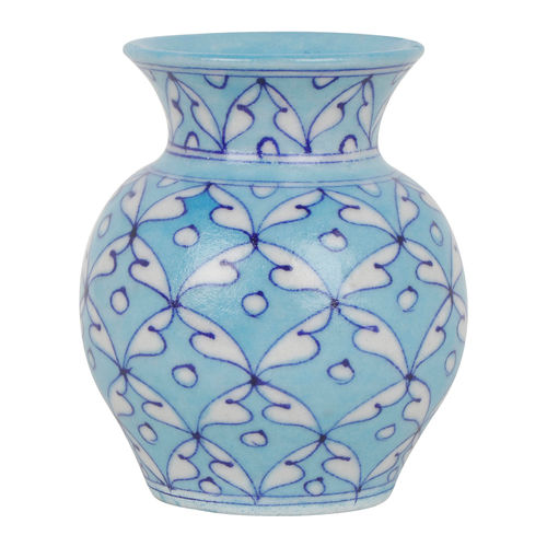 Blue Art Pottery Flower Vase (4 Inch) Design: Standard