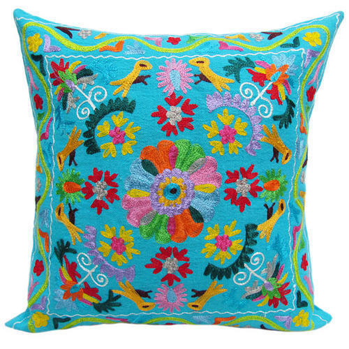 Multicolor Canvas Embroidery Cushion Cover