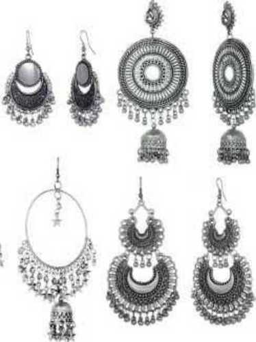 LACUM Oxidized German Silver Antique Design Stylish Traditional Bahubali  Maang Tikka Jhumka Earrings Jewellery Set
