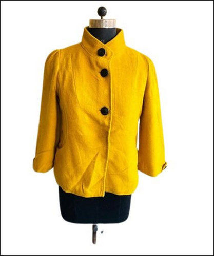 Women Yellow Short Winter Coat