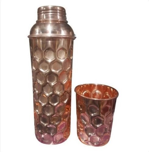 Diamond Shape Hammered Copper Bottle Set