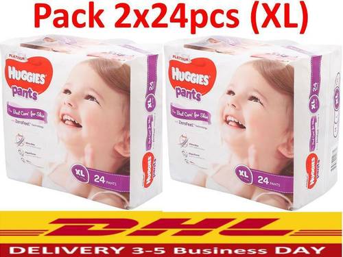 White 2X24Pcs Huggies Platinum Pants Baby Diaper Pants