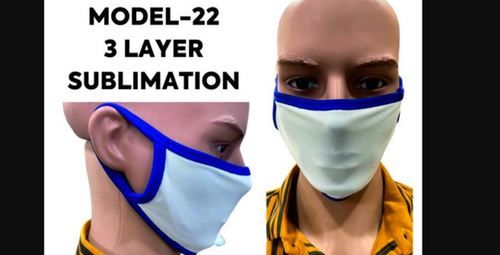 3 Layer Washable Sublimation Face Mask Age Group: Adults