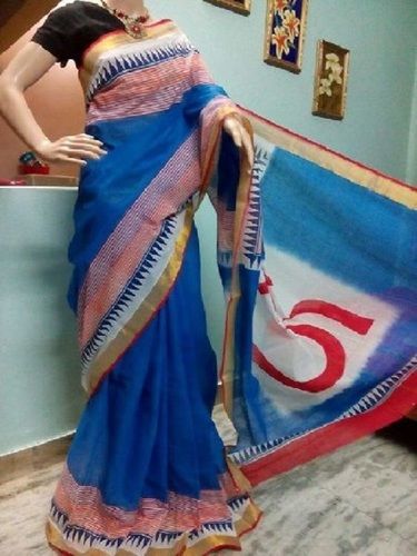 Party Wear Kerala Cotton Hand Block Printed Sarees