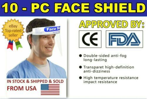 10 Pcs Full Face Shield Clear Protector Reusable Gender: Unisex