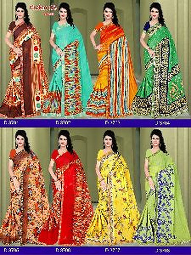 Georgette Saree - Free Size, Multicolor Printed Design | Comfortable for Bridal & Wedding Wear, Machine Washable, Long-lasting Appeal