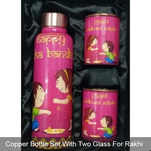 Copper Bottle Set With Two Glasses