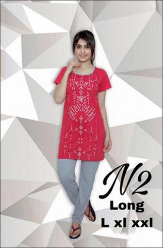 Summer Ladies T-Shirt And Pajama Cotton Night Suits