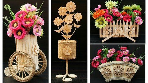 Polished Wooden And Artificial Flower Handicraft