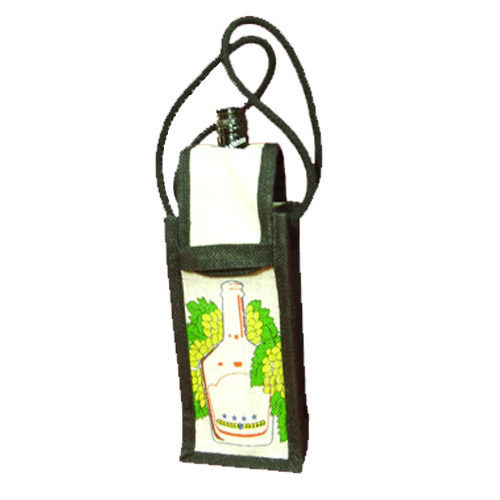 Printed Jute Single Bottle Bags