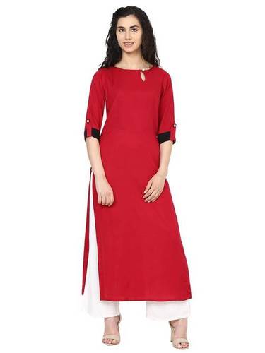 Anti Wrinkle Red Color Ladies Kurti