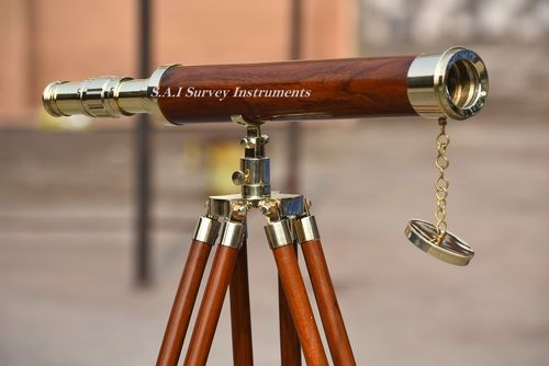 Nautical Wood And Brass 18 Inch Telescope Magnification: 42 X