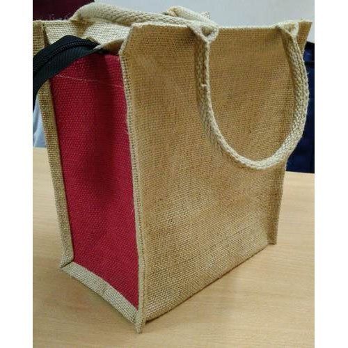 Multicolor Zip Closure Jute Lunch Bag