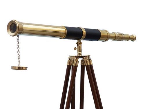 Admirals Floor Standing Brass with Leather Telescope