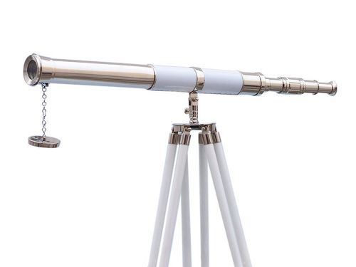 Admirals Floor Standing Chrome with White Leather Telescope