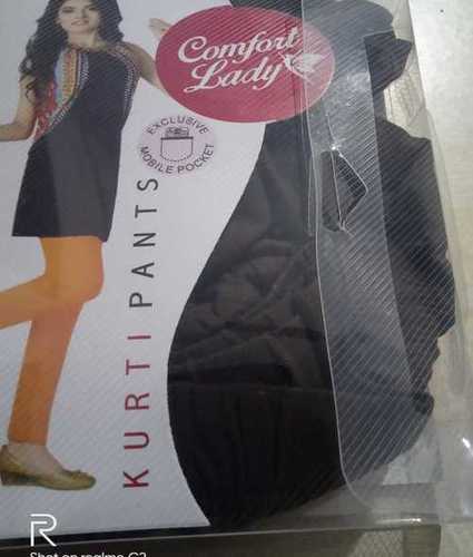 COMFORT LADY WOMEN'S STRAIGHT FIT KURTI PANTS WITH FRONT MOBILE POCKET.  COLOUR: 1 BLACK & 1