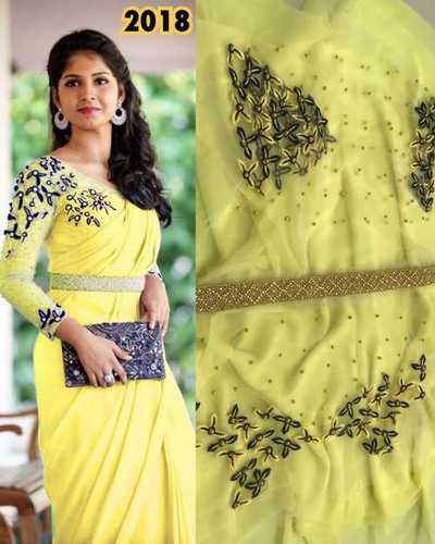 All Designer Look Yellow Color Ladies Saree