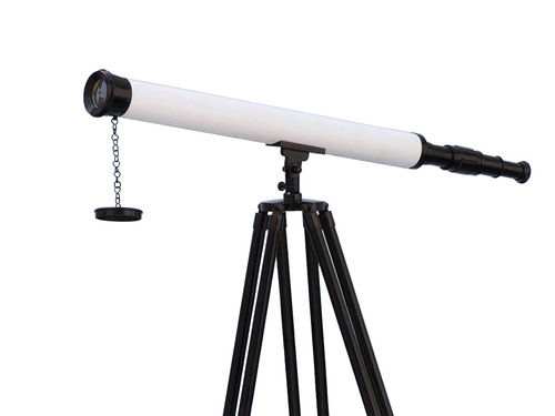 Floor Standing Oil-rubbed Bronze-white Leather With Black Stand Harbor Master Telescope