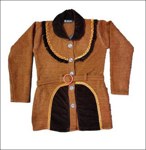 Ladies Woolen Black And Mustard Cardigan