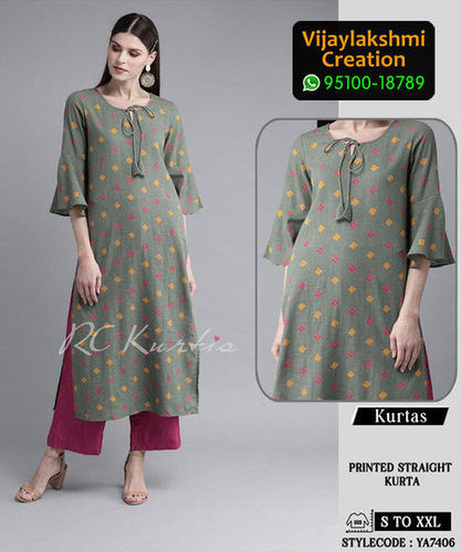 Rc Kurtis Printed Maxi Dress In Single Piece Decoration Material: Paint