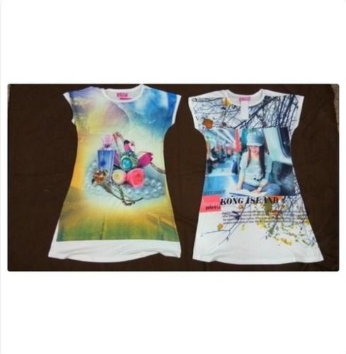 Ladies Printed O Neck Long T-shirt