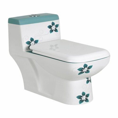 Toilet Seats Sky Blue Color Ceramics Printed One Piece Commode