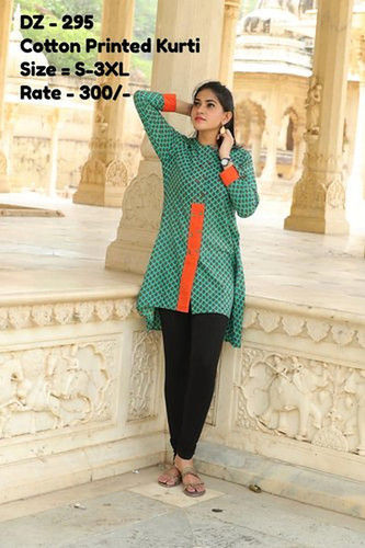 Mulicolor Formal Wear Cotton Printed Kurti