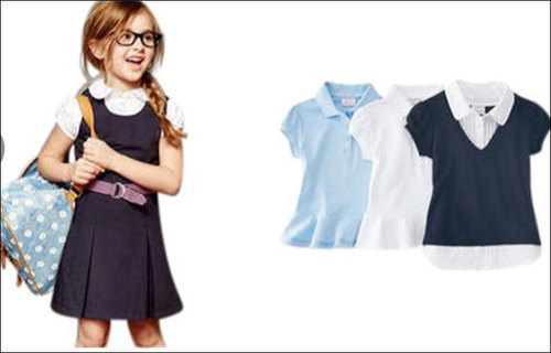 नो फेड गर्ल्स व्हाइट एंड ब्लू स्कूल यूनिफॉर्म