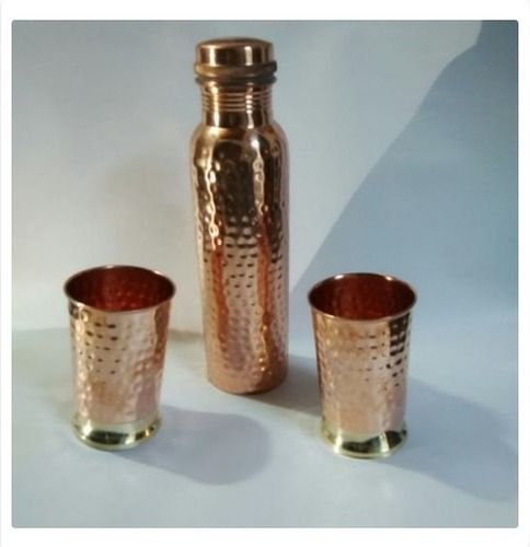 Hammered Copper Water Bottle Set