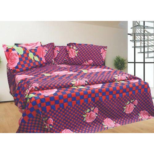 Multicoor Rose Flower Printed Polycotton Bed Sheet