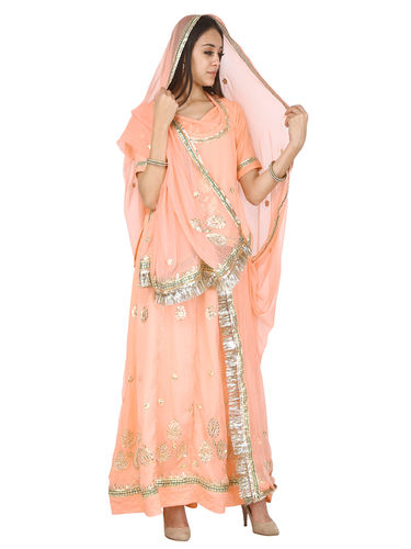 Peach Semi Pure Georgette Rajputi Poshak