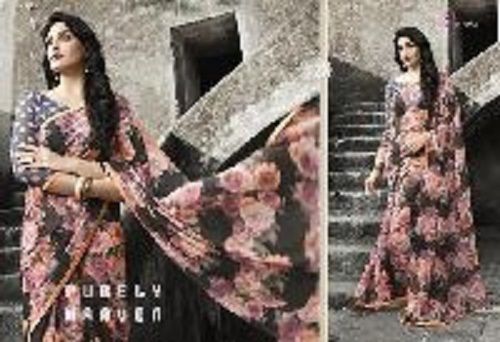 Wrinkle Free Printed Designer Saree