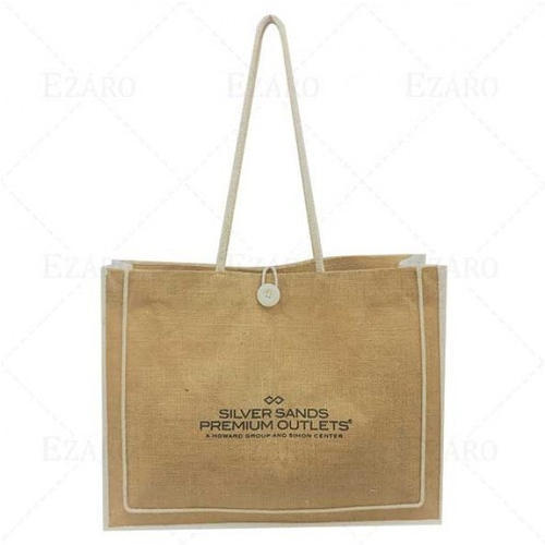 Brown Button Closure Jute Promotional Bag