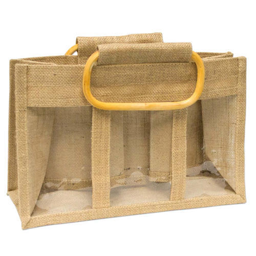 Jute Three Window Jar Bag