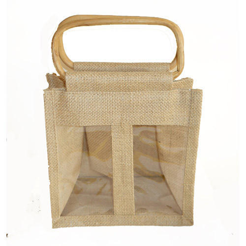 Jute Two Window Jar Bag