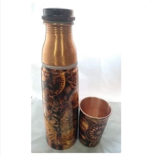 Printed Thurmas Copper Bottle And Glass Set