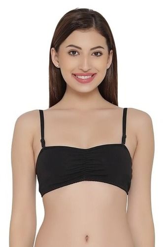 Padded Non Wired Beginner Cotton Black Bra