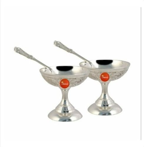 Silver Brass Ice Cream Bowl Set