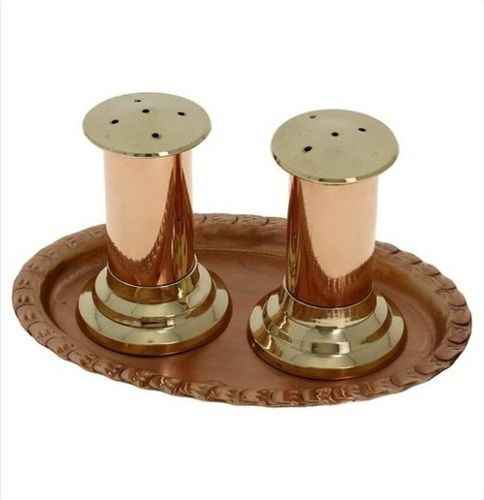 Copper Salt and Pepper Shaker with Tray