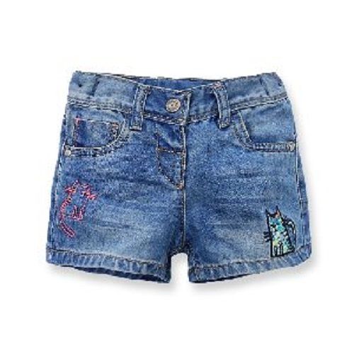 Plain Cotton Blue Color Girls Shorts