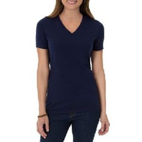 Ladies V Neck T-Shirt - Cotton, Available in L, S, M, XL Sizes | Shrink Resistant, Skin Friendly, Long Lasting Finish, Enhances Beauty