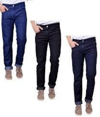 Various Colors Are Available Plain Design Mens Cotton Jeans