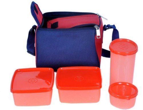 Red Plastic Topware Insulated Carry Bag Lunch Box 