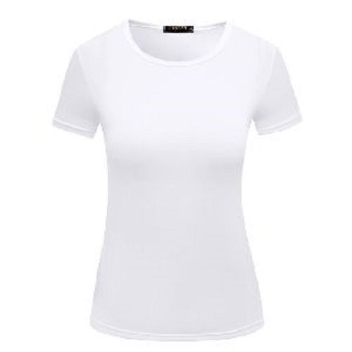 Cotton White Ladies Plain T Shirt