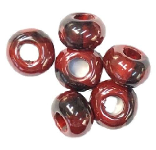 Red Silver X-Ceramic Round Beads 14X18/7 Mm