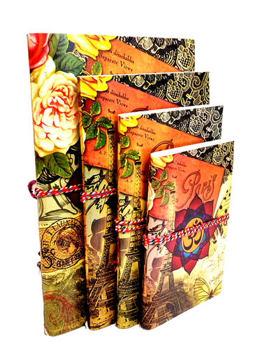 Handcrafted Printed Diaries (Set Of 4)